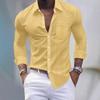 New Fashionable Men's Plaid Pocket Business Slim Casual Shirt Single Bretted Long Sleeve Shirt