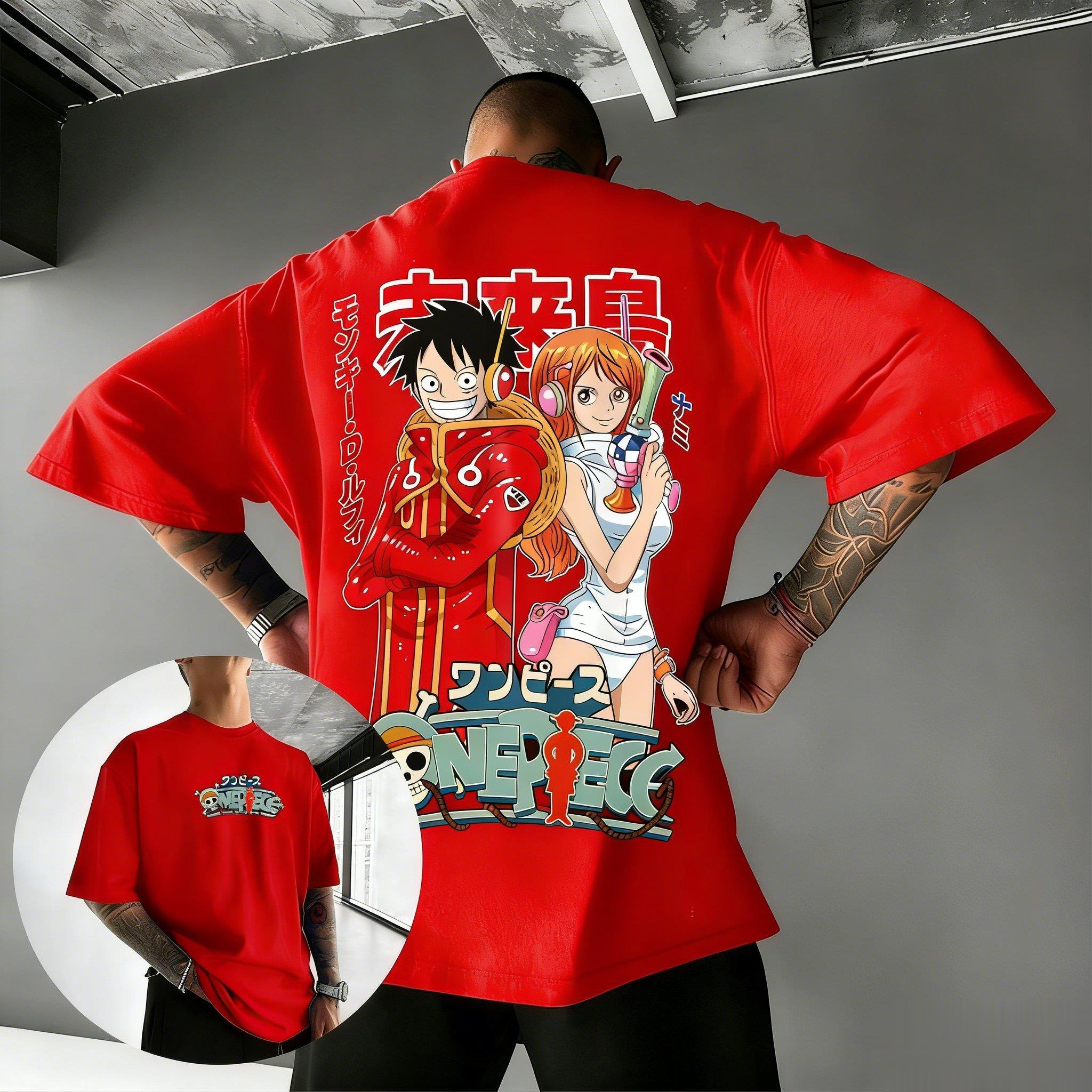 

Аниме One Piece Графическая футболка Мужская Женская Луффи Нами Мультяшный Принт Хлопок Короткий рукав Футболка 2026 Лето Уличная одежда Повседневная Верх Y2k S