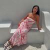 Women Clothing New Summer Printed Loose Casual Sexy Strapless Gown Beach Vacation Skirt