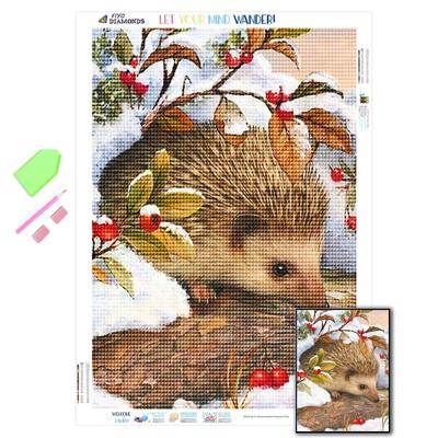 Volldiamant-Stickerei, Igel, Kreuzstich, Diamantmalerei, Tierstickerei, Walddekoration, handgefertigte Geschenke