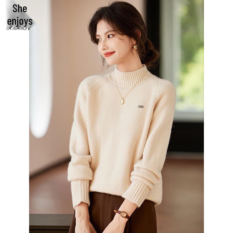 

Women s Thick Semi-High Collar Knit Sweater One Size