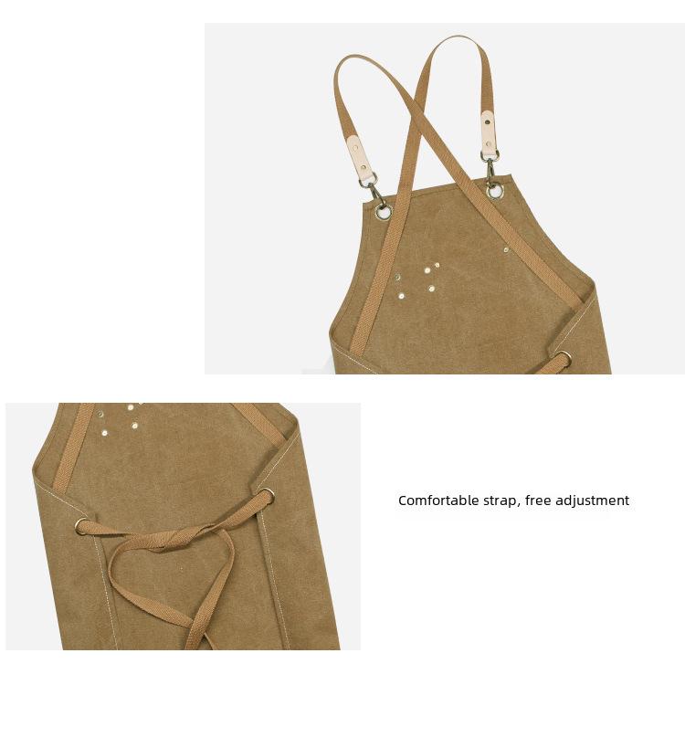 Custom Logo Floral Canvas Apron for Milk Tea, Baking, Kitchen, and Barber Use - Thickened for Men and Women