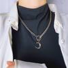 Harajuku Crescent Moon Pendant Necklace: Unisex, Trendy Titanium Steel Necklace and Pendant for Couples.