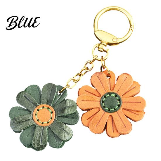 Small Floral Pendant Keychain Double Chrysanthemum Design Retro Style Soft