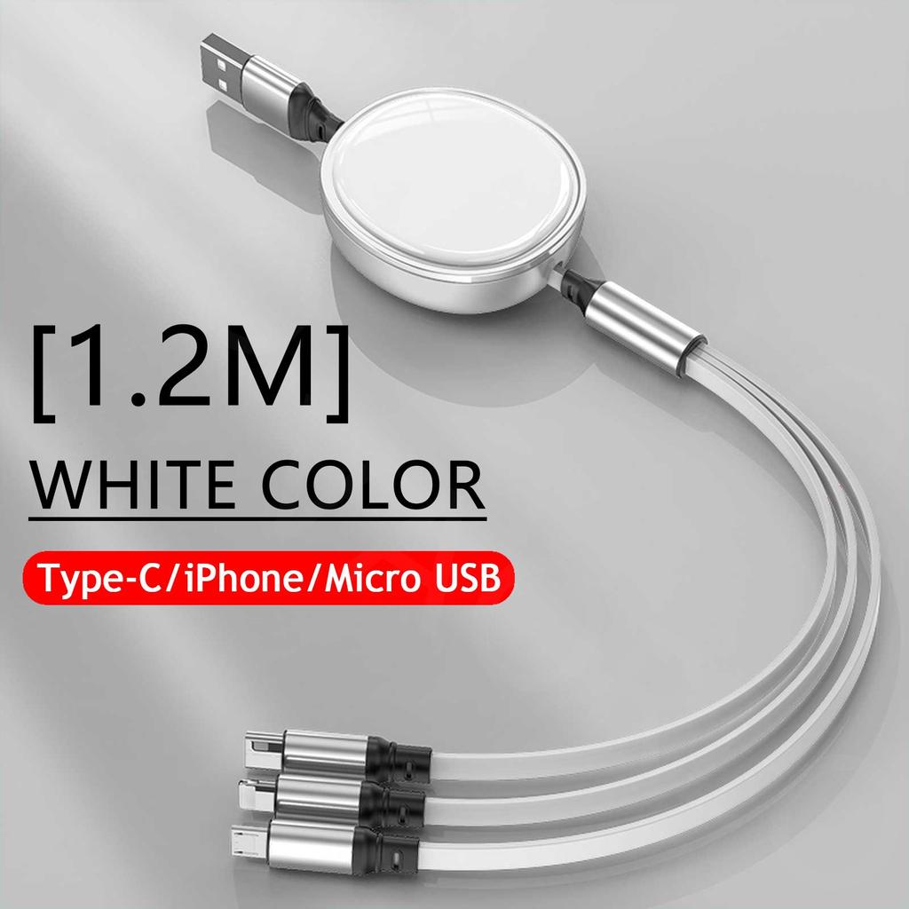 VAORLO 3 IN 1 100W Charging Cable For Micro/Type-C/Lightning Fast Charge Cable Support Data Transmission Super Charge Phone Line