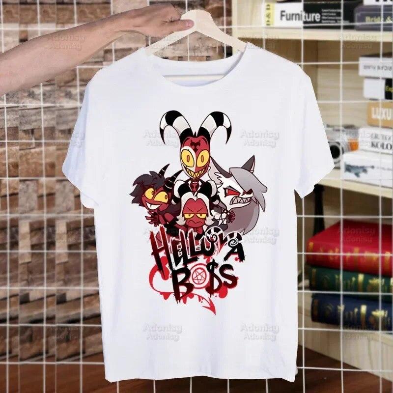 Helluva Boss Printed T Shirt Unisex Retro Washed Tops Tees Harajuku Tshirt Streetwear Hip Hop Unisex T-shirts