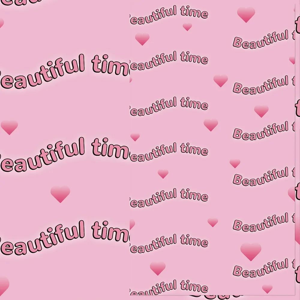 8Pcs Korean Y2K Sweet Cool Pink Black English Material Sticker Scrapbook Journal Background Stickers DIY Phone Case Base Paper