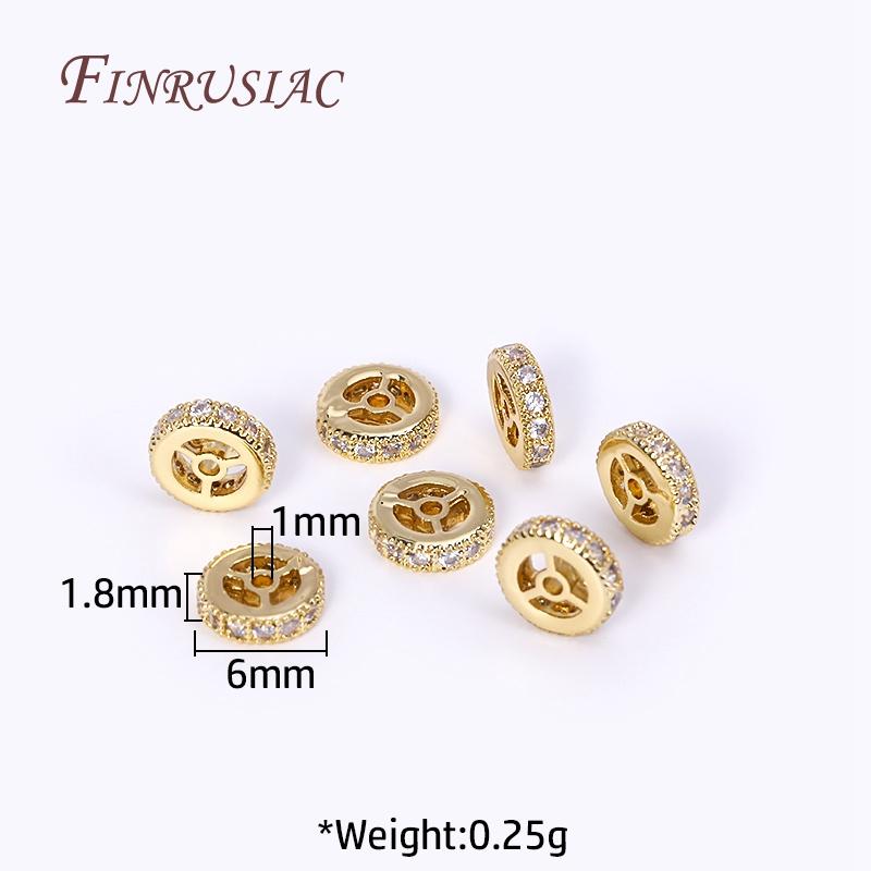 

2 Sizes 18K Gold Plated Brass With Zircon Wheel Shape Beads Round Spacer Beads Bracelets Beads For Handmade Beads Jewellery 3 pcs