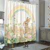 1Pc Woods Bunny & Rainbow Shower Curtain - Polyester, Washable, 12 Hooks, 70.8X70.8", Fashion Bathroom Decor