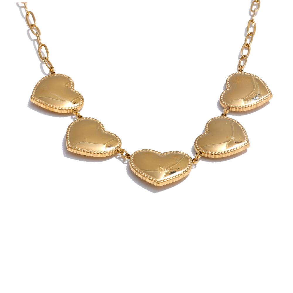 

Yhpup 2025 Valentine s Day Gift Fashion Metal Heart Love Necklace PVD Stainless Steel Romantic Charm Jewelry for Women