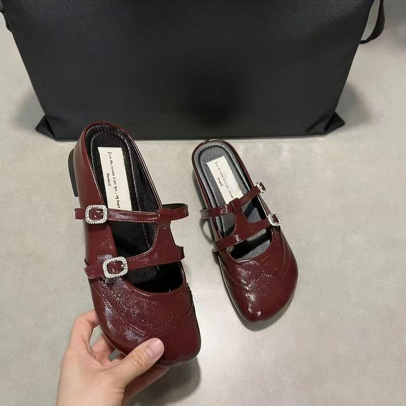 

Baotou Shoes, Half Slippers, Women s New Style One-piece Slip-on Sandals, Flip-flops 40 бордовий