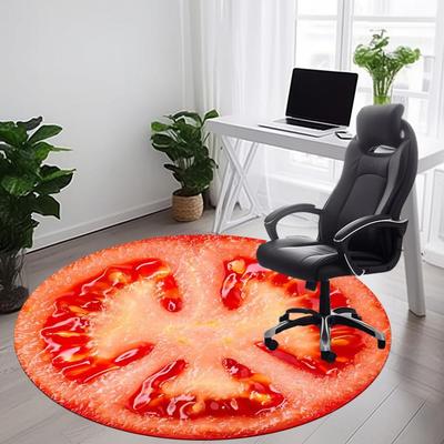 1pc Tomato Slice Carpet, Round Non Slip Durable Large Size Office Carpet, Suitable for Office