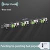 Stainless Steel Punch-Free Mop Holder with Black & Green Clips for Bathroom or Balcony Storage