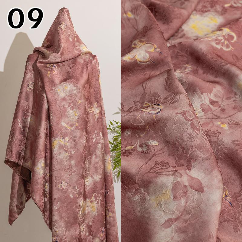 50*143cm Chinese Style Jacquard Rayon Fabric Luxury Xiangyun Yarn Drape Fabric For Diy Sewing Qipao Cheongsam Hanfu Dress Coat