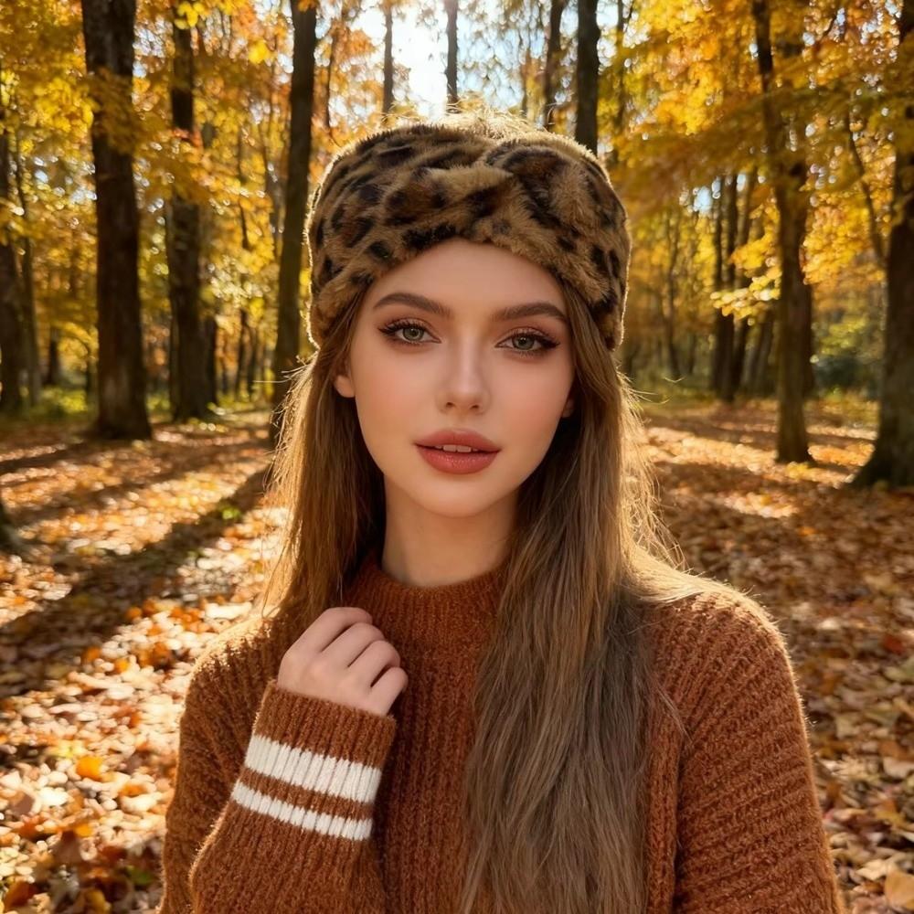 Wide Brim Elastic Headbands Leopard Print Warm Turban New Hair Accessories  Autumn Winter