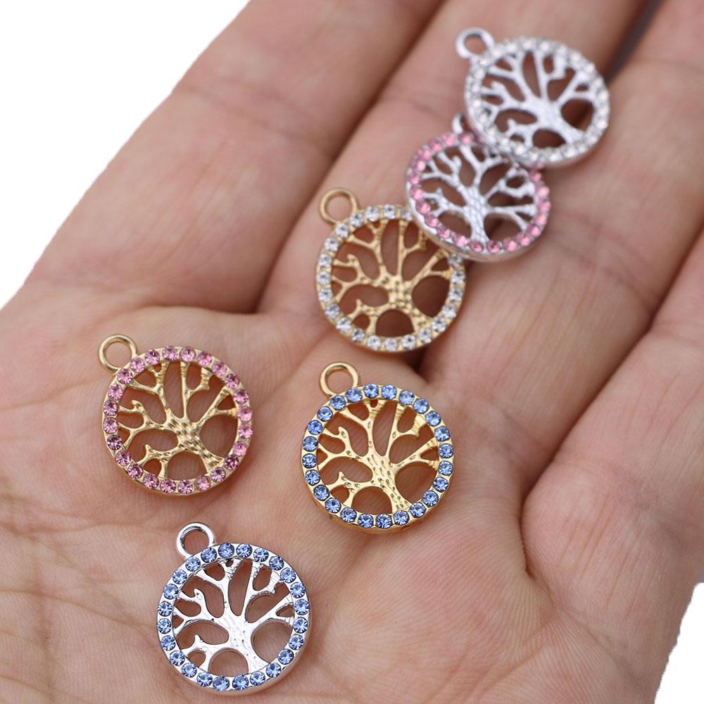 10Pcs Silver Plated Crystal Tree Of Life Charm Pendant For Jewelry Making Earrings Bracelet Necklace Accessories Diy Findings