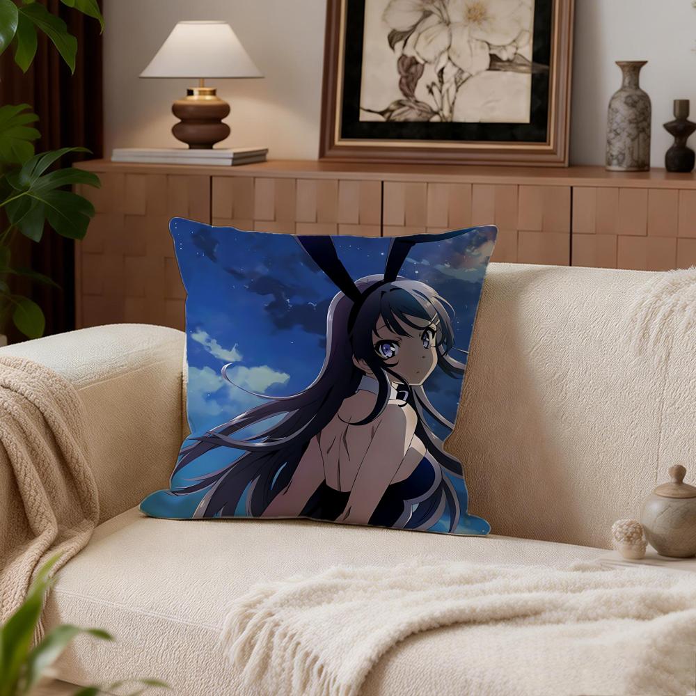 

Rascal Does Not Dream of Bunny Girl Senpai Cushion Cover Cushion Cover Set 4Pcs 50x50 40x40 Pillowcase Decorative Sofa Home 30X30cm