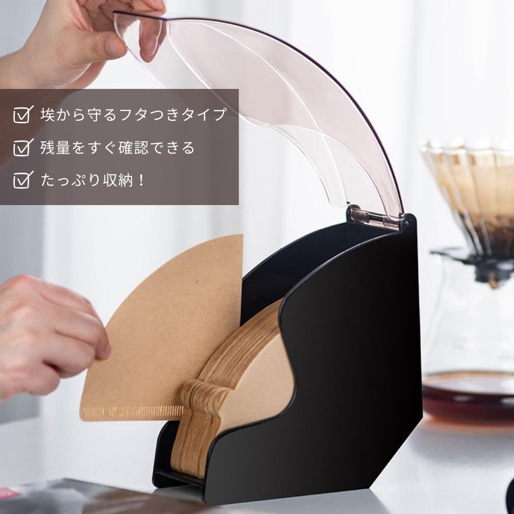 Coffee Filter Case, Coffee Filter Box, Coffee Filter Holder, Coffee Filter Paper Container with Lid, Dustproof, See-Through, V01