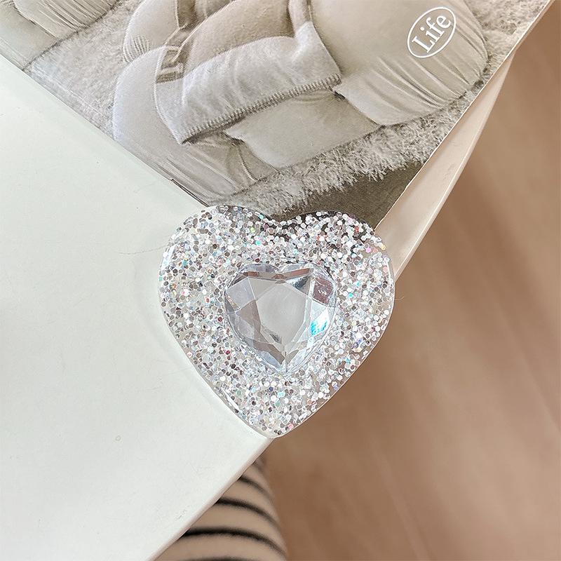 Portable Magnetic Rhinestone Heart Phone Holder