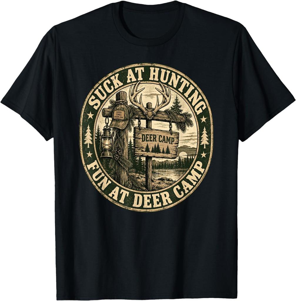 Suck At Hunting Fun At Deer Camp Funny Hunter T-Shirt