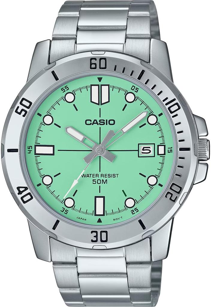 Casio Standard Analog Quartz Men's Watch MTP-VD01D-3E1V with Metal Band, Pastel Mint Green, International Model [Parallel Import]