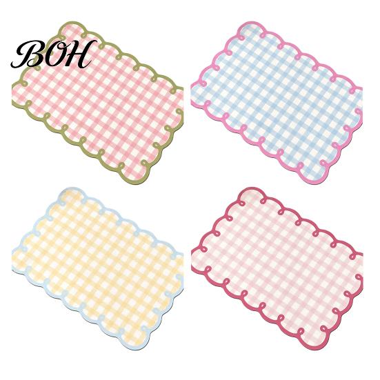 Plaid Placemat Diatomite with Wavy Edge, Heat Resistant Non-slip Table Mat Mat, Absorbent Quick Drying for Kitchen Counter