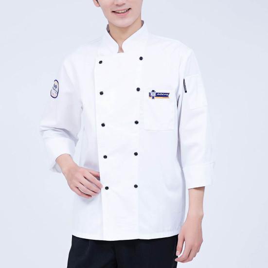 Chef Top Monocolore Tasca Manica Lunga Leggero Doppio Petto Cucina Collo Alto Taglie Forti Maniche Lunghe Uniforme Cuoco Abbigliamento Adulto