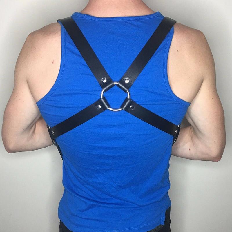 Men Body Restraint Leather Harness Belts Straps Suspenders Braces Armor Costumes