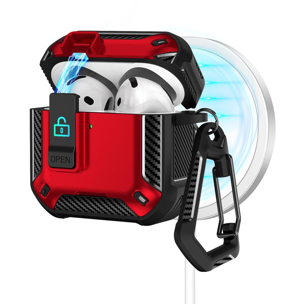 For AirPods 4 Case Compatible with MagSafe TPU PC Earbuds Cover with Carabiner/Stand