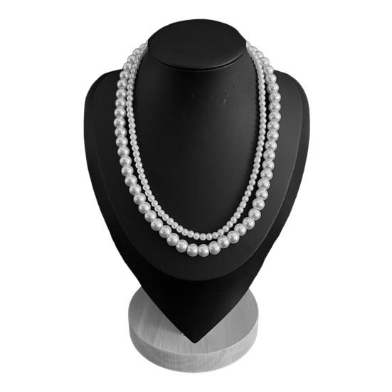 2Pcs/Set Imitation Pearl Jewelry Set Retro French Style Blue Waterdrop Faux Gem Charm Necklace Earrings Set