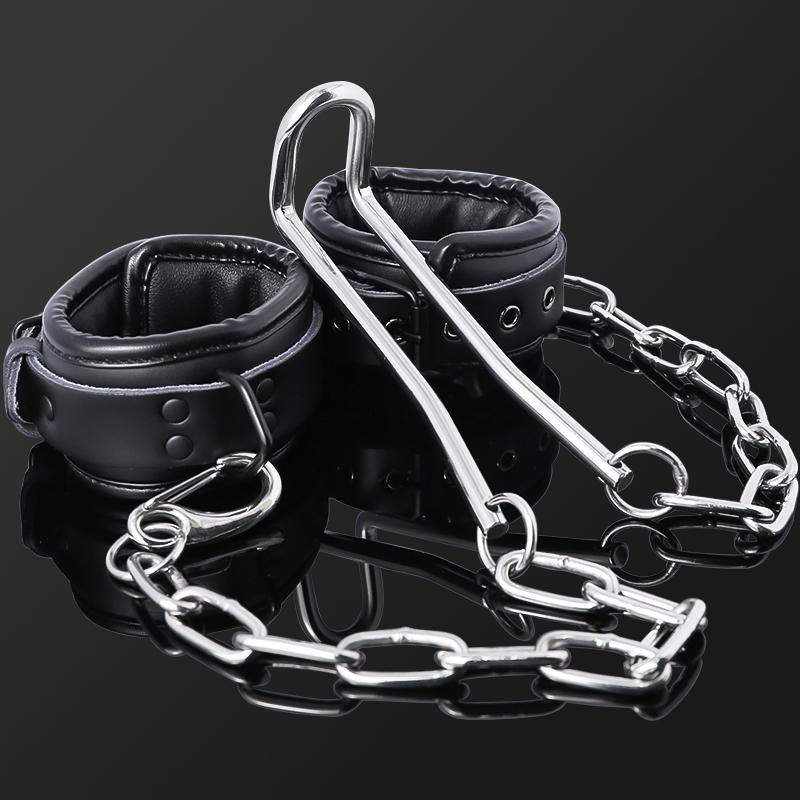 Humbler CBT Male Cock Ring Ball Stretcher With Ankle Cuffs Stainless Steel Scrotum Squeezer BDSM Bondage Adults Sex Toys For Men