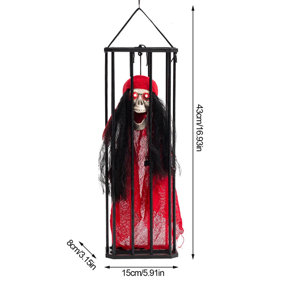 Halloween prisoner ghost ornaments horror prisoner ghost pendant induction cage ornaments prank props holiday decoration