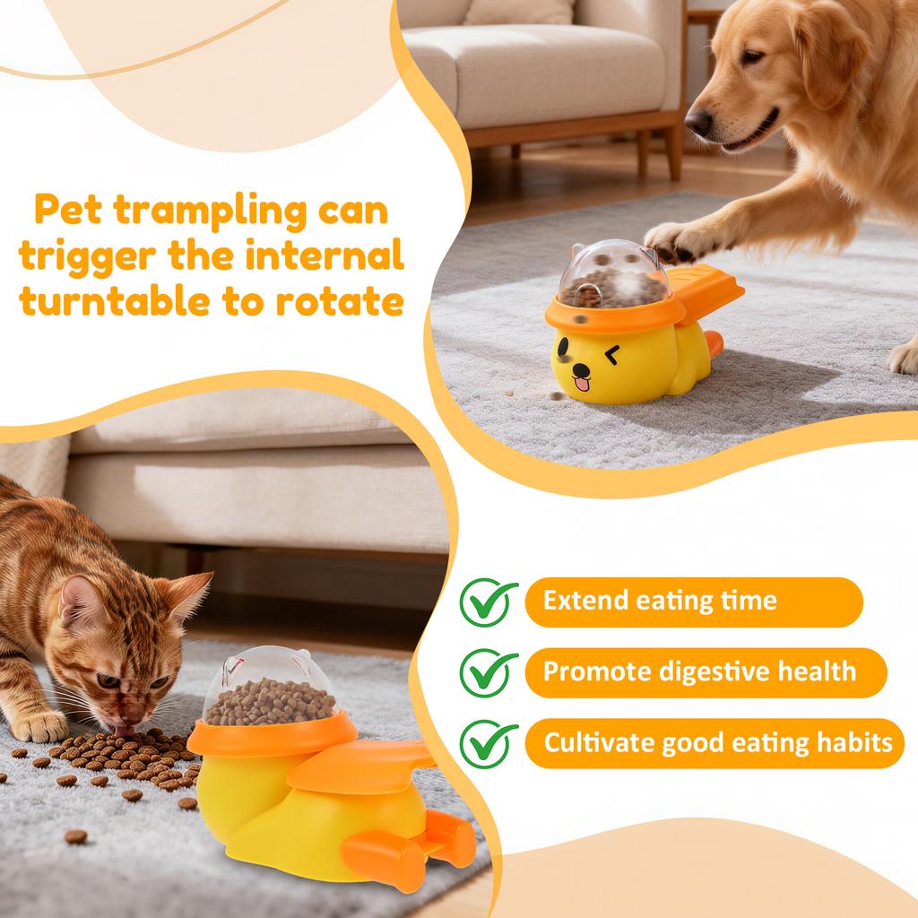 Interactive Pet Puzzle Feeder Dog and Cat Treat Dispenser Toy with Pedal and Adjustable Food Outlet Mental Stimulation Dog Toy