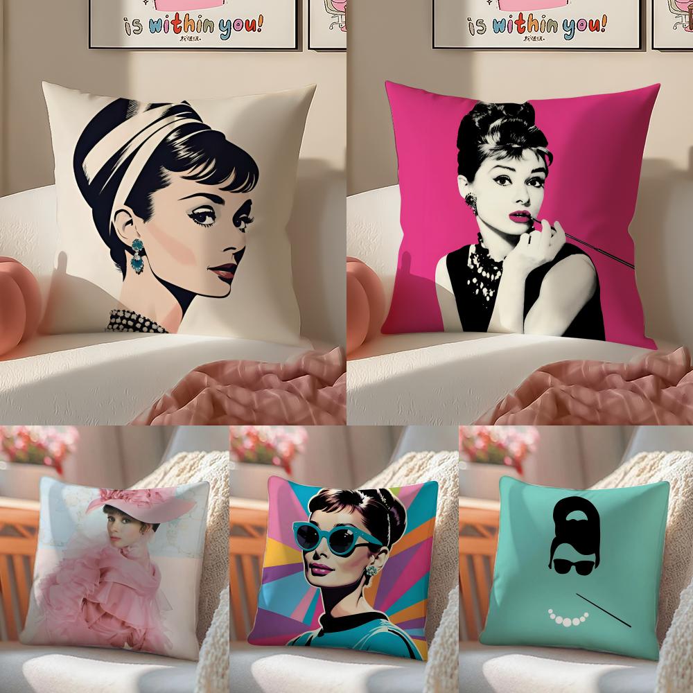 Hot Iegendary Actress A-Audrey Hepburn Pillow Case Double-Sided Printing Short Plush Sofa Cushion Cover Bedroom Bedside Pillow