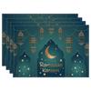 Ramadan Kareen Mubarak Placemats Table Decor Golden Moon Star Lantern Eid Al-Fitr Kitchen Dining Table Mats Ramadan Decorations