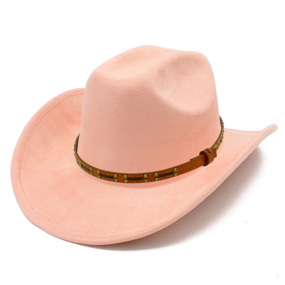Multi-color Optional High-quality One-word Top Classic Simple Western Cowboy Hat Tan Leather Rivet Accessories Top Hat