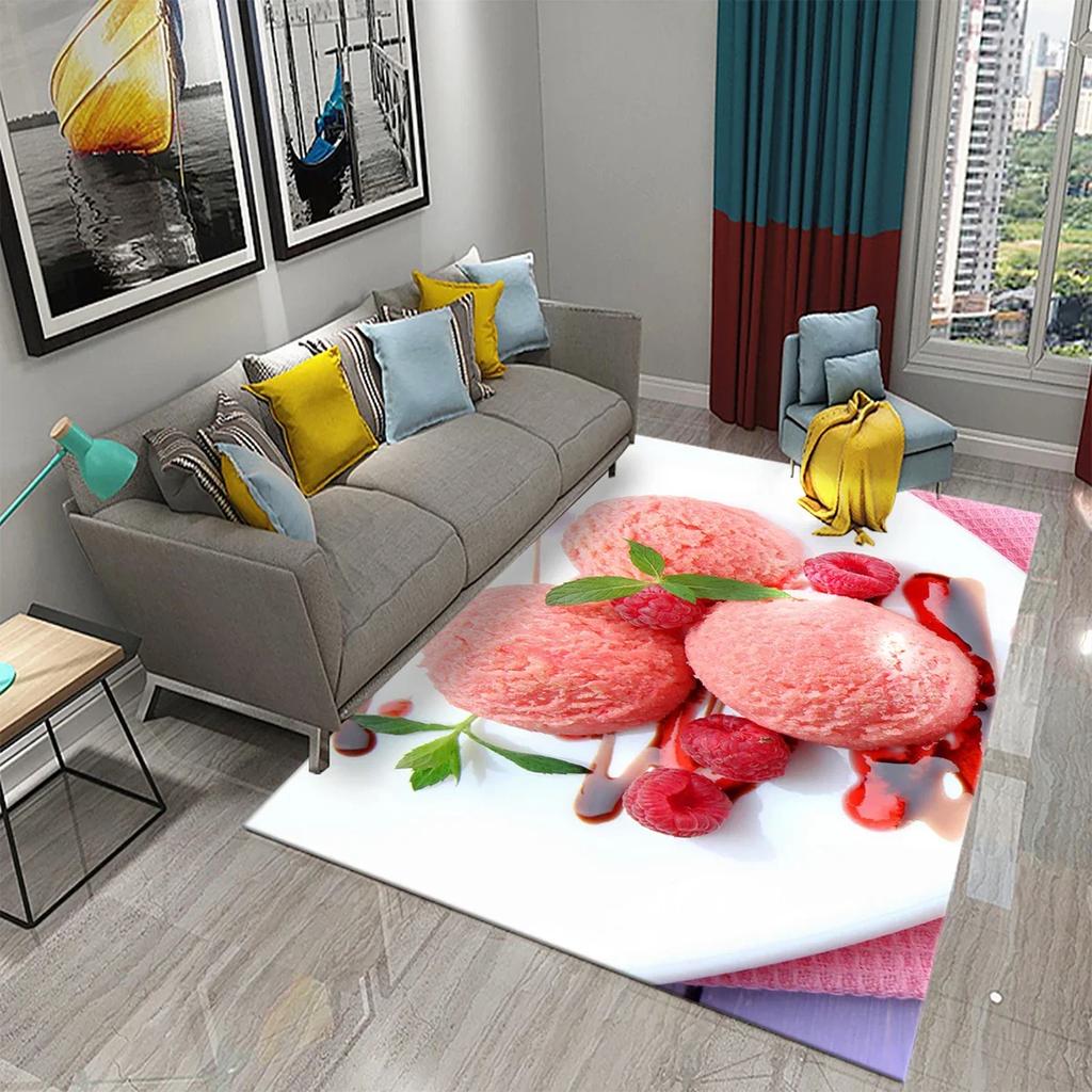 Ice Cream Carpet Dessert Pattern Rugs for Living Room Kids Bedroom Porch Rug Kitchen Non-slip Rugs Hallway Entrance Decor Carpet