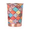 Copper Printed Design 250ML Water Glass with Rust Proof for Home and Office Use Ayurveda and Yoga Health Benefits Glass Set of 6 (Hexagon)