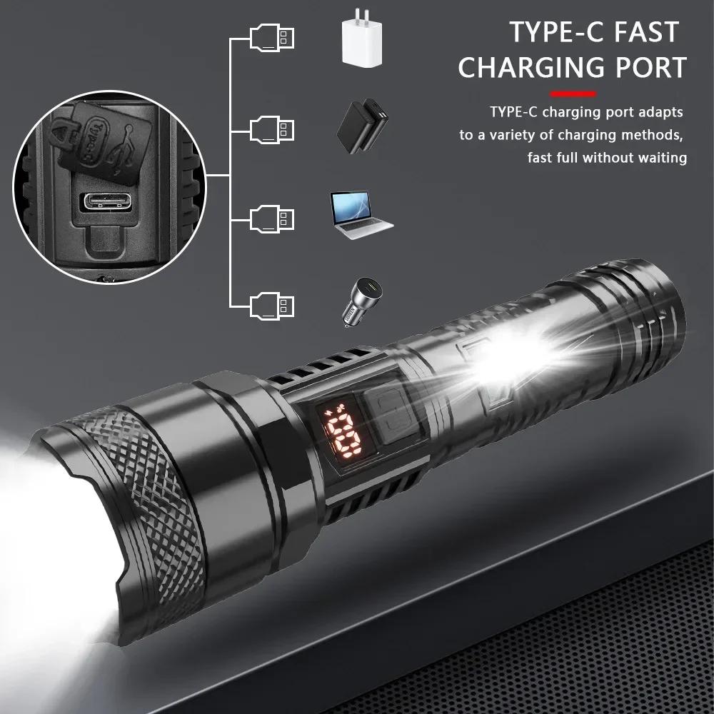1500W Super Portable Rechargeable Led Lamp Built-in Battery Waterproof High Power Led Flashlight White Laser Outdoor Torch Light