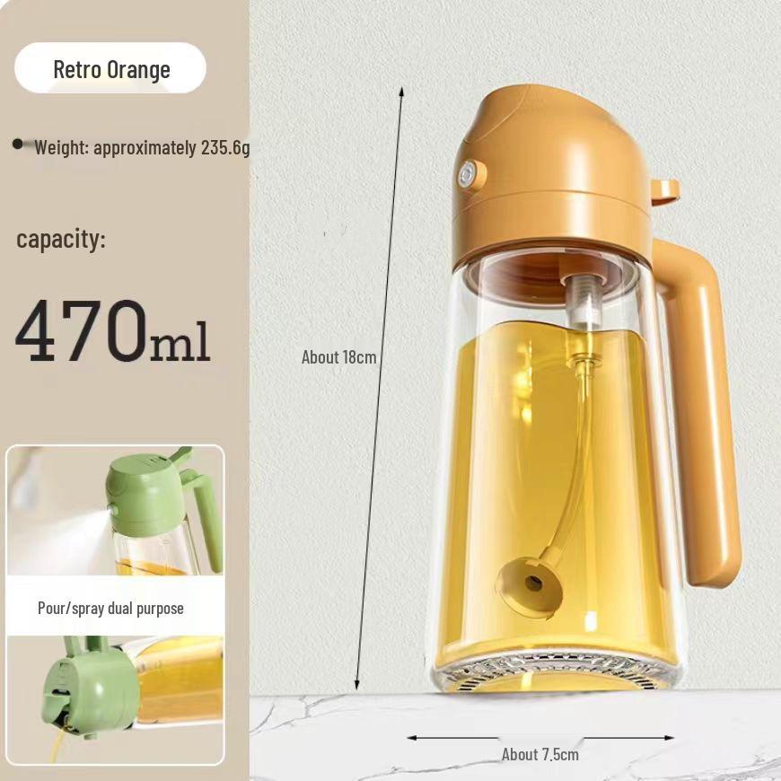 Large Capacity Leak-Proof Glass Oil Sprayer and Pour Bottle with Cover and Handle for Kitchen