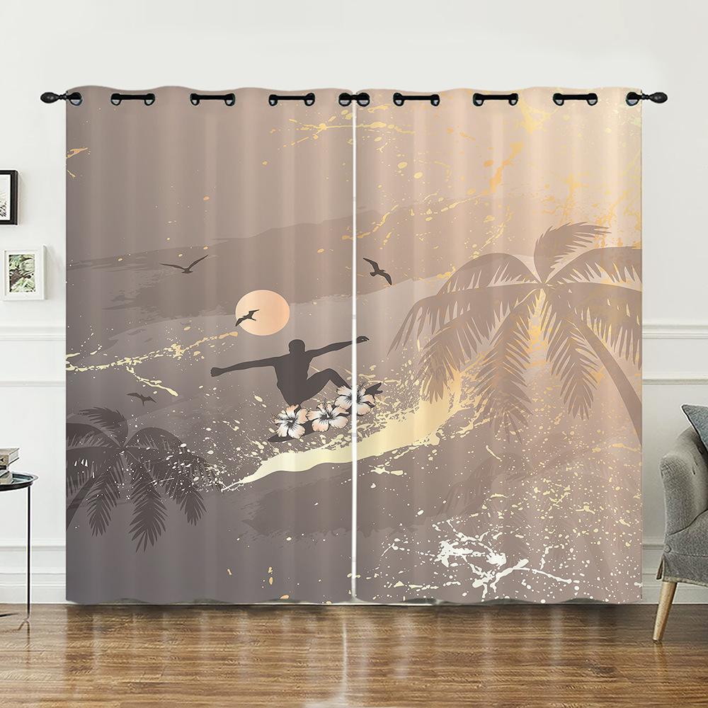 Curtains Bedroom Curtains Digital Printing Sports Blackout Curtain Cloth No Punching