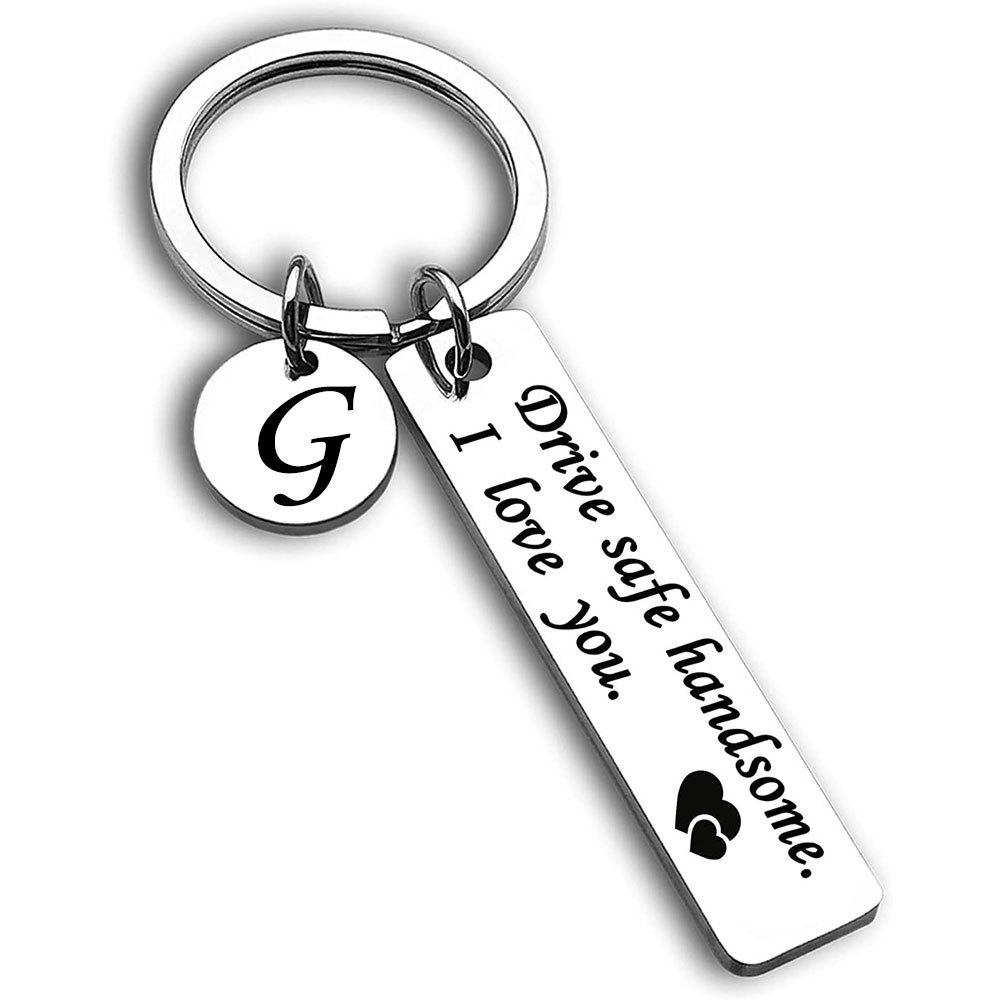Roestvrij Stalen Drive Safe Sleutelhanger met Gegraveerde Letter Hanger