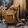 Borsello Esplosivo Retro in Pelle Crazy Horse da Uomo, Semplice Borsa a Tracolla in Vera Pelle, Marsupio Multifunzione da Petto per Uso Esterno