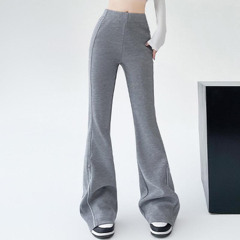 

Осенние новые повседневные расклешенные брюки с высокой талией, женские однотонные облегающие элегантные женские брюки, модные зимние простые эластичные офисные женские брюки Chic 25705 XL серый