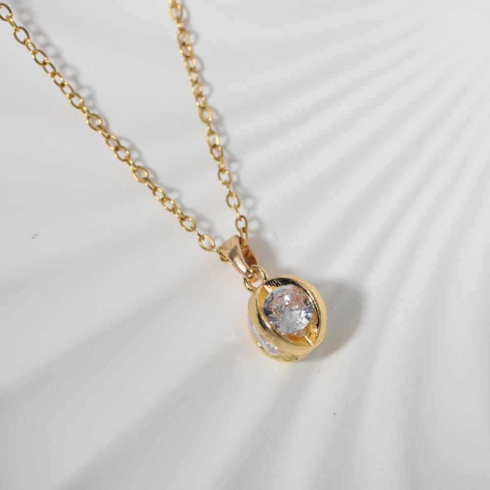 Simple Round Pendant Necklaces for Women Zirconia Necklace Wedding Party Jewelry Accessories