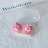 Kawai Pink Rabbit Cow Fox  Bear Pattern Contact Lens with Tweezer Suction Stick Girls Portable Contact Lenses Box Container