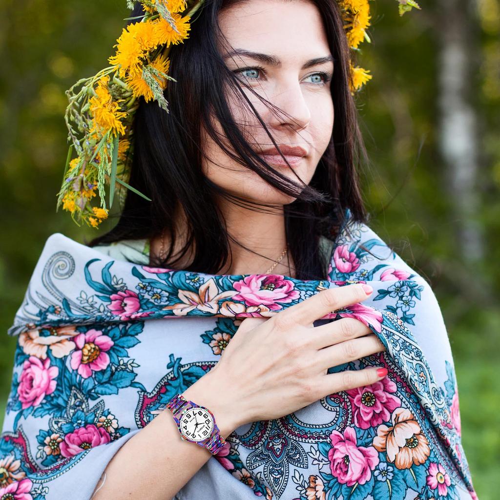 Stylish, Popular, Waterproof Watch with Analog Display, Colorful Numbers, Stainless Steel Strap, Adjustable Length, and Quartz Movement for Men and