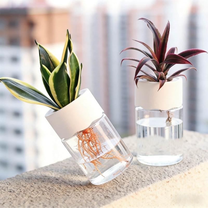 Desktop Mini Transparent Imitation Glass Hydroponic Flower Pot Soilless Cultivation Creative Green Plant Planting Decorative Pot