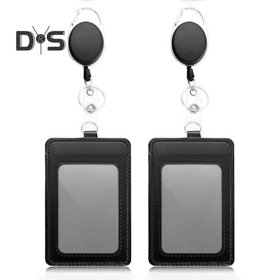 2 stk kortholder Klar uttrekkbar ID-kortholder med klipsemerke Spole ID-kortholder med karabinnøkkel