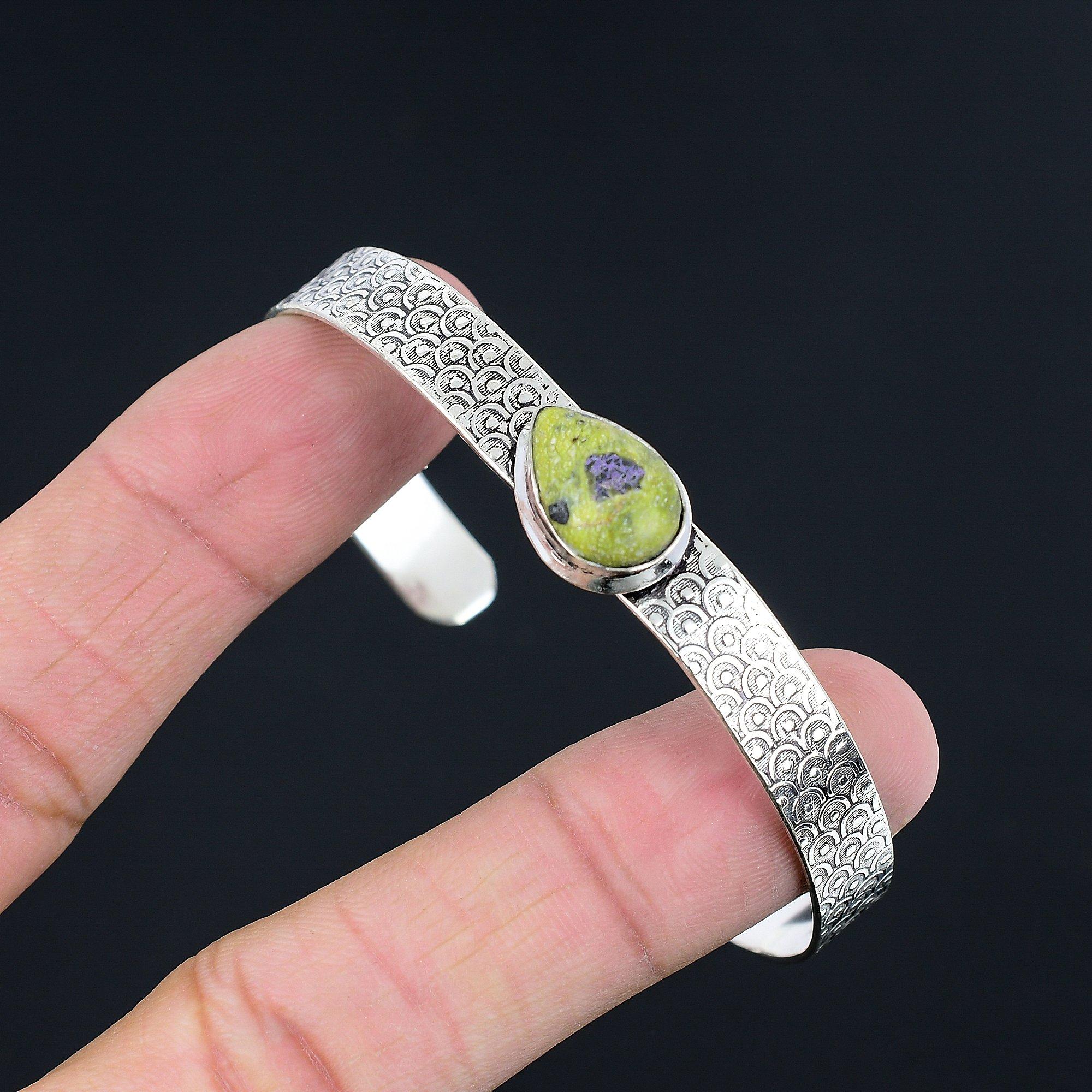 

Friendship Day Deal Sterling Silver Atlantisite Gemstone Unique Bangle Jewelry Adjustable